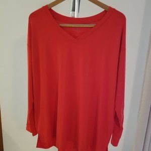 Laurie Felt Knit Bamboo Blend V-Neck Long Sleeve Top, Large